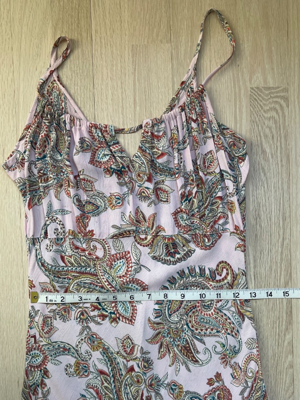 Angie Pink Paisley Boho Midi Dress Pink Floral Slip Dress Size M Fits Like XS/S - Picture 6 of 10